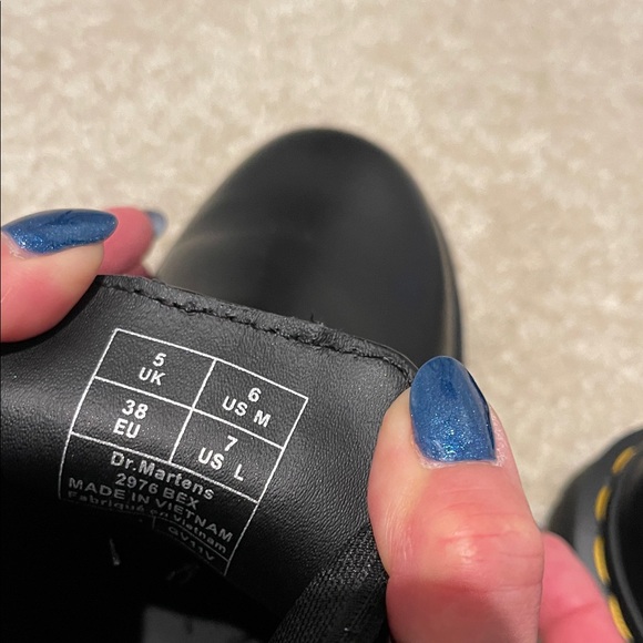 Dr. Martens Black Leather Boots with Yellow Stitching - Picture 8 of 8